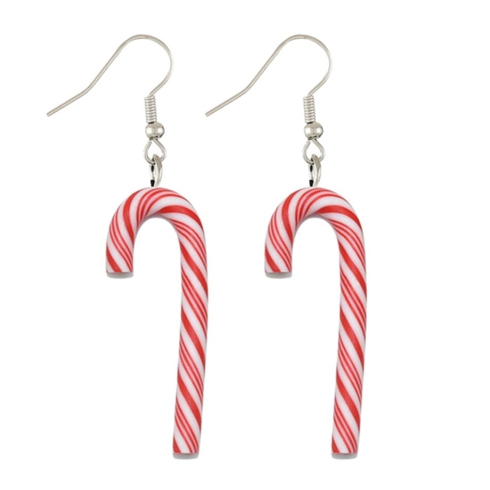 NEW Red and White Candy Cane Dangle Earrings Christmas